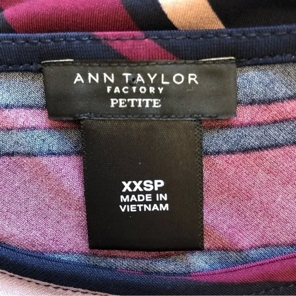 Ann Taylor Striped Wrap Dress/XXSmall-Petite - Picture 6 of 7